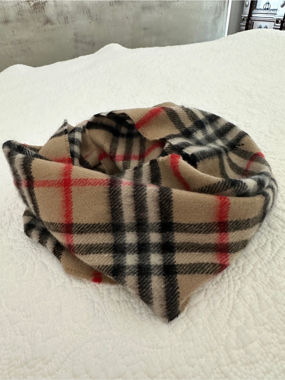 Burberry Nova Tan Plaid Cashmere Scarf 8”x50” - Picture 5 of 12